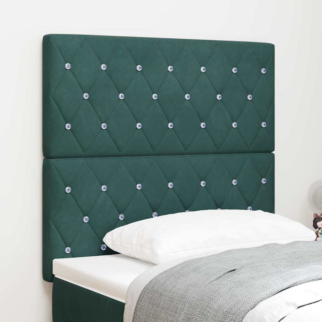 LED Headboard with LED Strip Lights Dark green 100 cm Velvet